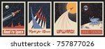 Vector Space Posters. Stylization under the Retro Soviet Space Propaganda