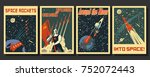 Vector Space Posters. Stylized under the Old Soviet Space Propaganda