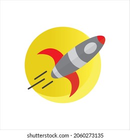 
vector of a space rocket in flight with moon background