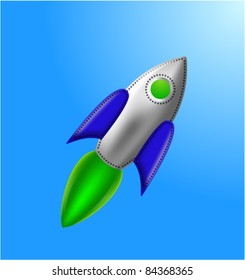 Vector space rocket. Green energy concept