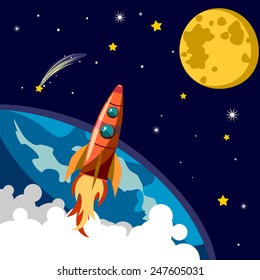 39,659 Cartoon space rocket moon Images, Stock Photos & Vectors ...