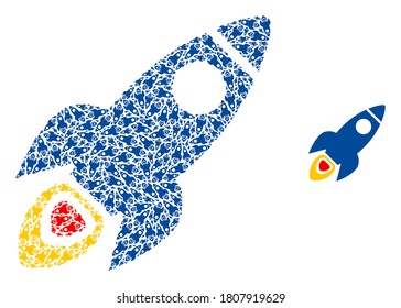 Vector space rocket mosaic is done of scattered recursive space rocket pictograms. Recursive combination of space rocket.