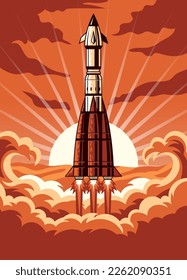 Vector of Space Rocket Ship Launching