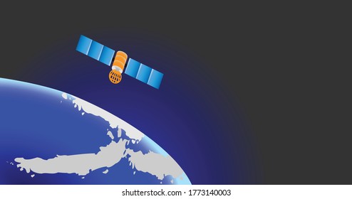 satélite espacial vectorial orbitando la tierra