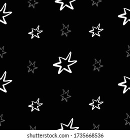 Vector space seamless pattern with stars. Night sky hand drawn doodle astronomical background