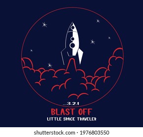 vector space ship illustration for tee print design