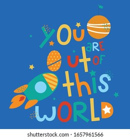 vector space slogans and rocket illustration