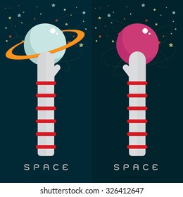 vector space star The colorful hand and arm