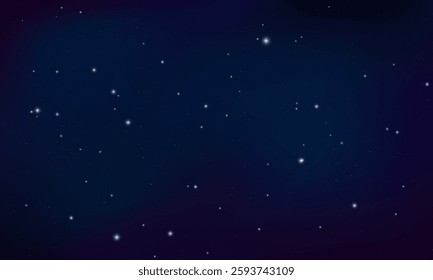 Vector Space Stars PNG. Glowing Universe Stars on Transparent Background. Starry Night Sky with Constellations and Galaxy Elements. Vector Illustration.