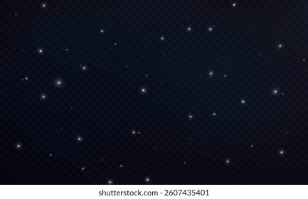 Vector space stars PNG with glowing universe elements. Shining starry sky, constellations, and galaxy lights on a transparent background. Perfect for cosmic designs.