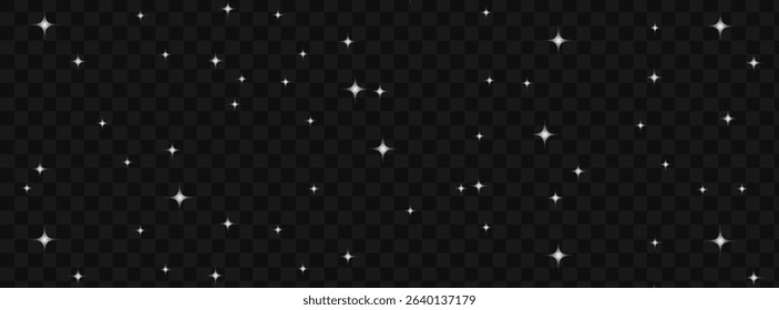Vector space stars png. Glowing stars on transparent background. Space star background.