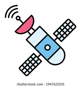 Vector Space Station Outline Icon Design
