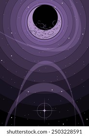 Vector Space Template for Cosmic Posters, Illustrations, Banners. Planet, Asteroid, Supernova, Orbit, Outer Space Background
