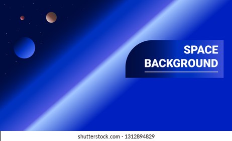Vector space template with gradient. View from the earth, outer cosmic background with planets of solar system