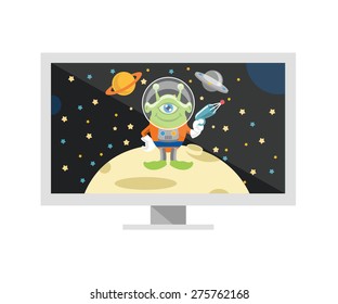 Vector space TV flat illustration
