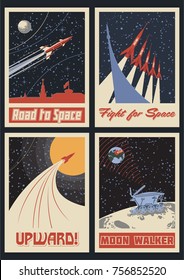 Vector Space Wallpapers. Stylized under the Old Soviet Space Propaganda