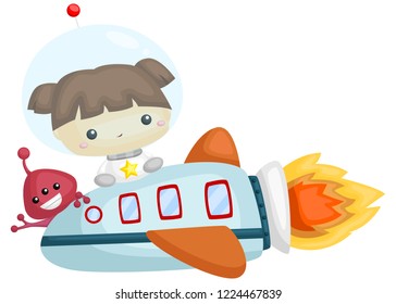a vector of a spaceship with astronauts