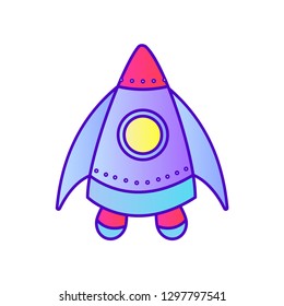 Vector spaceship, space rocket color line icon. Symbol and sign illustration design. Isolated on white background