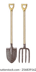 Vector spade and pitchfork illustration