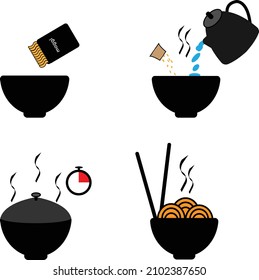 vector spaghetti noodles preparation steps icon 