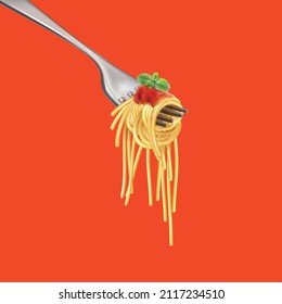 vector spaghetti on fork.illustration vector