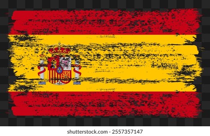 Vector Spain flag in grunge style on transparent background
