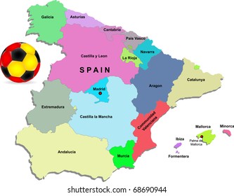 Vector Spain football map illustration