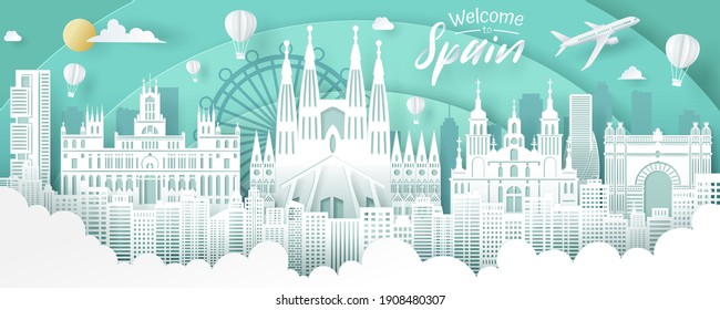 Vector of Spain landmark, travel and tourism concept. Eps 10 vector.