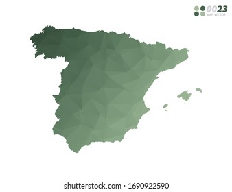 Vector of Spain map green polygon triangle mosaic with white background. style gradient.