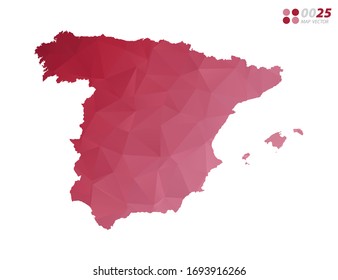 Vector of Spain map red polygon triangle mosaic with white background. style gradient.