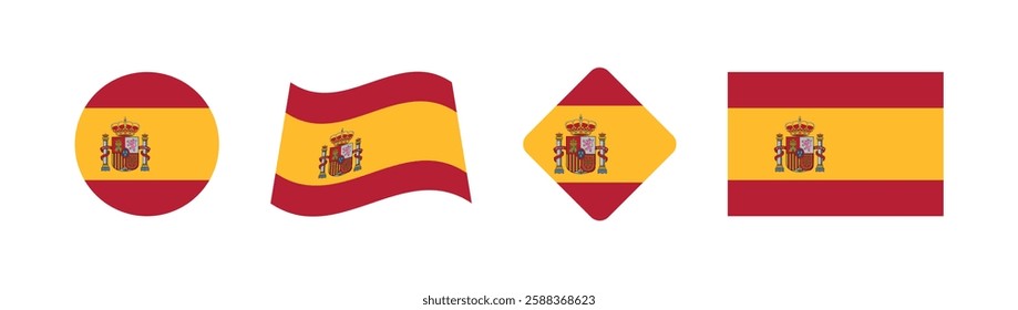 

Vector Spain National Flag icon collection. Flag set of Spain various styles.