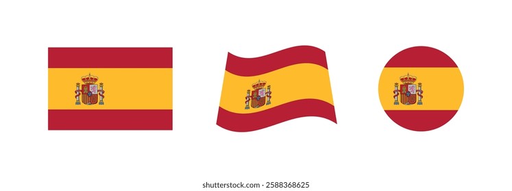 

Vector Spain National Flag icon collection. Flag set of Spain various styles.