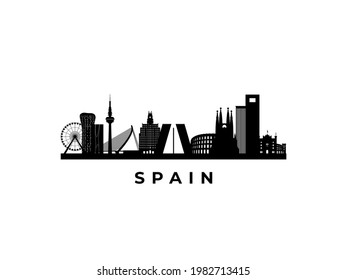 Vector Spain skyline. Travel Spain famous landmarks. Business and tourism concept for presentation, banner, web site.