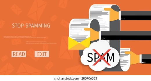 Vector spamming web flat background. Global communication. Social network. Concepts for web banners and promotional materials.