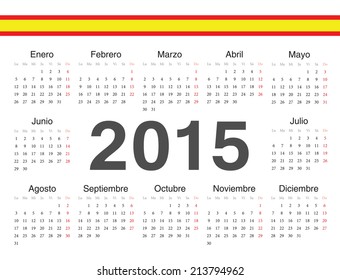 Vector spanish circle calendar 2015. Week starts from Monday.