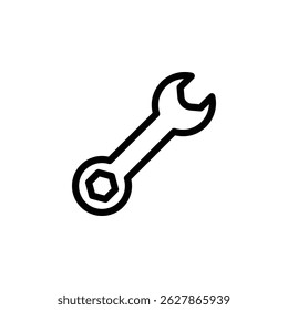 Vector spanner icon with clean lines. Ideal for mechanic tools, automotive, repair, industrial maintenance, and construction themes.