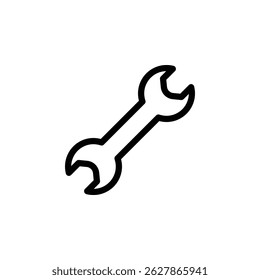 Ícone de spanner de vetor com linhas limpas. Ideal para ferramentas mecânicas, automotivo, reparação, manutenção industrial e temas de construção.