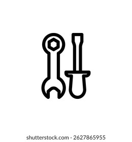 Ícone de spanner de vetor com linhas limpas. Ideal para ferramentas mecânicas, automotivo, reparação, manutenção industrial e temas de construção.