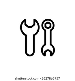 Vector spanner icon with clean lines. Ideal for mechanic tools, automotive, repair, industrial maintenance, and construction themes.