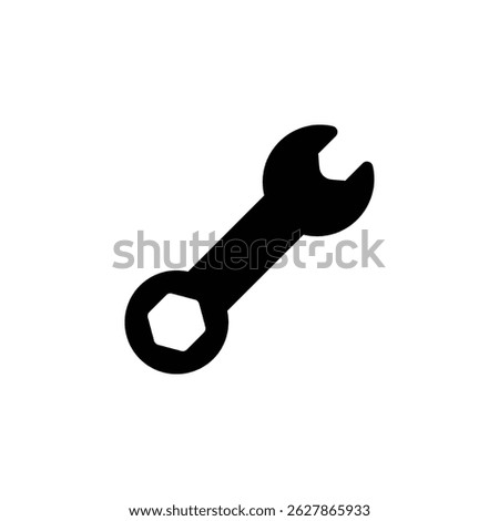 Vector spanner icon with clean lines. Ideal for mechanic tools, automotive, repair, industrial maintenance, and construction themes.