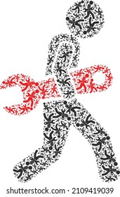 Vector spanner robber icon mosaic. Spanner robber collage is formed with scattered recursive spanner robber parts. Recursive mosaic for spanner robber icon.