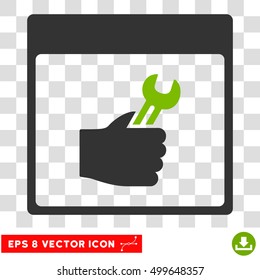 Vector Spanner Service Hand Calendar Page EPS vector pictogram. Illustration style is flat iconic bicolor eco green and gray symbol on a transparent background.