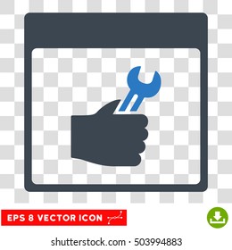 Vector Spanner Service Hand Calendar Page EPS vector pictogram. Illustration style is flat iconic bicolor smooth blue symbol on a transparent background.