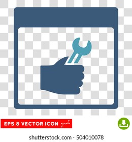 Vector Spanner Service Hand Calendar Page EPS vector pictograph. Illustration style is flat iconic bicolor cyan and blue symbol on a transparent background.