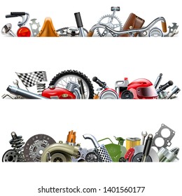 Vector Spare Parts Borders isolated on white background