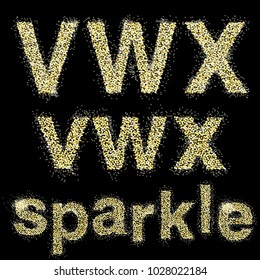 Alfabeto brillante vectorial. Letras con secuencias
y sparkle puede escribir cualquier palabra
