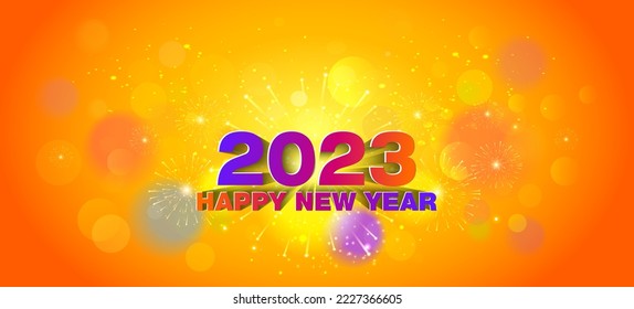 Vector Sparkle Background for 2023 Happy new year greeting card. horizontal Banner poster design.