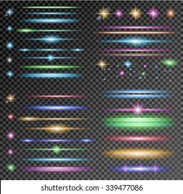 Vector Sparkle Collection with a lot of different Shapes: circolar lightning , point of lights, sparkle bars, cross sparkles. Ready to copy and past on whatever background