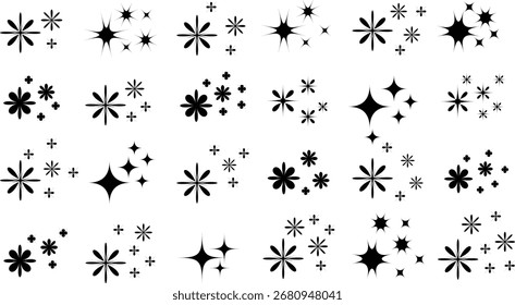 Vector Sparkle Icons | Estrella, brillo, brillo, Colección de iconos limpios Abstractas | Juego de Vectores Sparkles