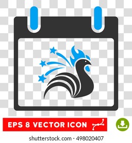 Vector Sparkle Rooster Calendar Day EPS vector icon. Illustration style is flat iconic bicolor blue and gray symbol on a transparent background.